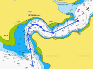 Picture of Tambobo Bay entrance on Navionics charting